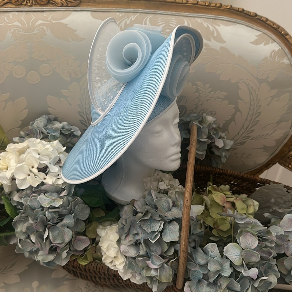 Gorgeous light blue summer church hat, Kentucky derby hat - Picture 13 of 13